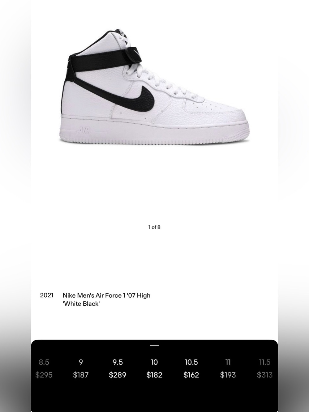 Nike Air Force 1 ‘07 High Top Men’s Sneakers ‘White Black’ Sz.10